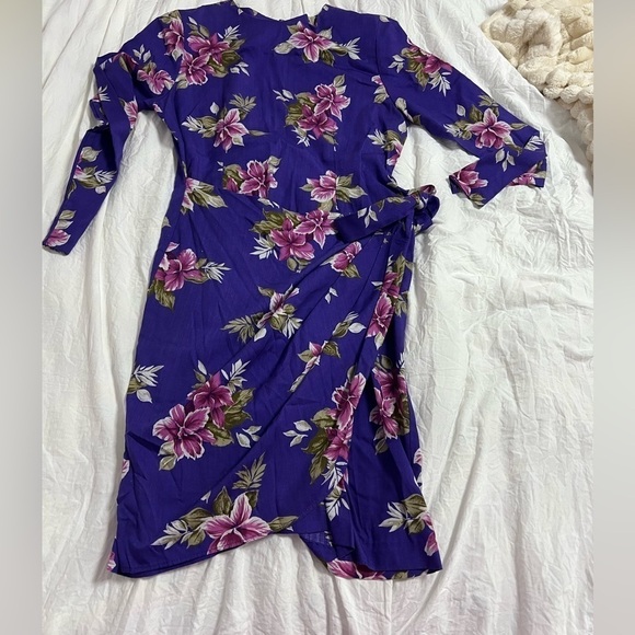 Stefan Fashions Ruched Midi Wrap Dress - Size 8P - Picture 1 of 8